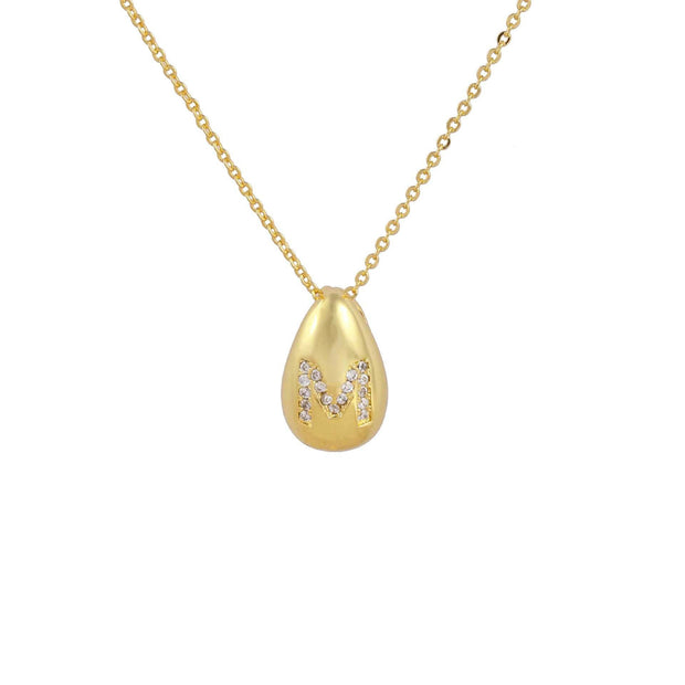 Glossy Water Drop 26 English Letter Pendant Copper-plated Gold Simple Pendant Female