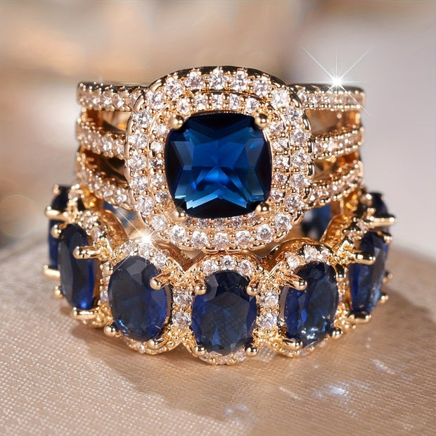 Egg-shaped Full Circle Micro Inlaid Zircon Ring Set