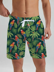Hawaii Men's Beach Shorts Tropical Plant 3D Printing