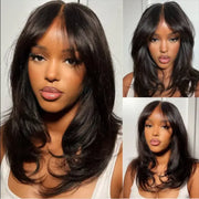 Pre-Cut Wavy Layered Human Hair Wig