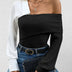 Elegant One Shoulder Patchwork Knit Top