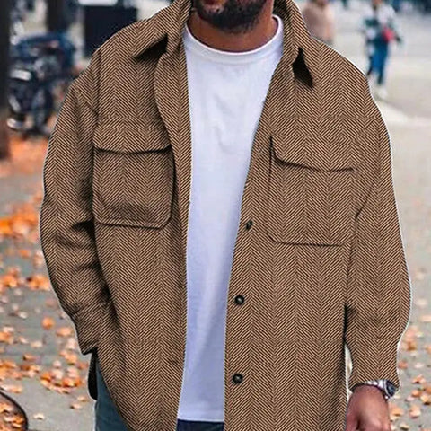 Coat Men Polo Collar Top Men Fashion Work Clothes Douson Odeh