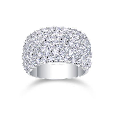 Multiple Row Diamond Wide Rings, Moissanite Rings, Luxury Fashion Silver Rings