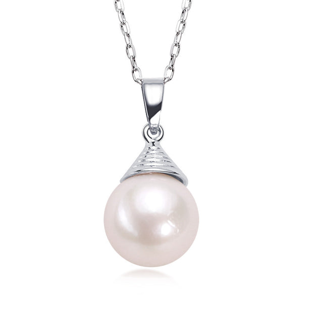 Single Silver Necklace Pearl Pendant