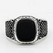 925 Silver Vintage Thai Silver Black Agate Ring