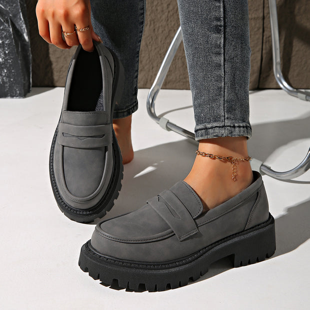 British Style Low Heel Slip-on Low Cut Loafers