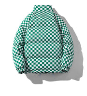 Down Cotton-padded Clothes Chessboard Stand Collar Men Thick Warm Jacket