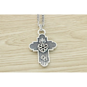 Sterling Silver Cherry Blossom Necklace Men's And Women's Vintage Cross Pendant