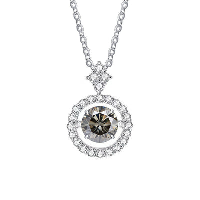 Live Hot S925 Sterling Silver Pulsatile Heart Moissanite Pendant Female Light-chasing Smart Clavicle Chain Moissanite Necklace