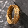 Middle Inlaid Gold Foil Damascus Steel Ring