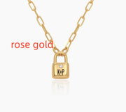 3D Customization Initial Lock Necklace With Diamonds 925 Silver Necklace