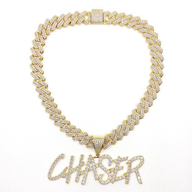 European And American Hip-hop Letters Custom Necklace Stitching Pendant