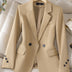 Spring And Autumn Khaki Suit Jacket For Women's Slimming