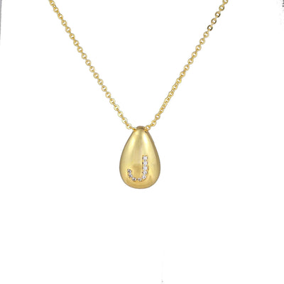 Glossy Water Drop 26 English Letter Pendant Copper-plated Gold Simple Pendant Female