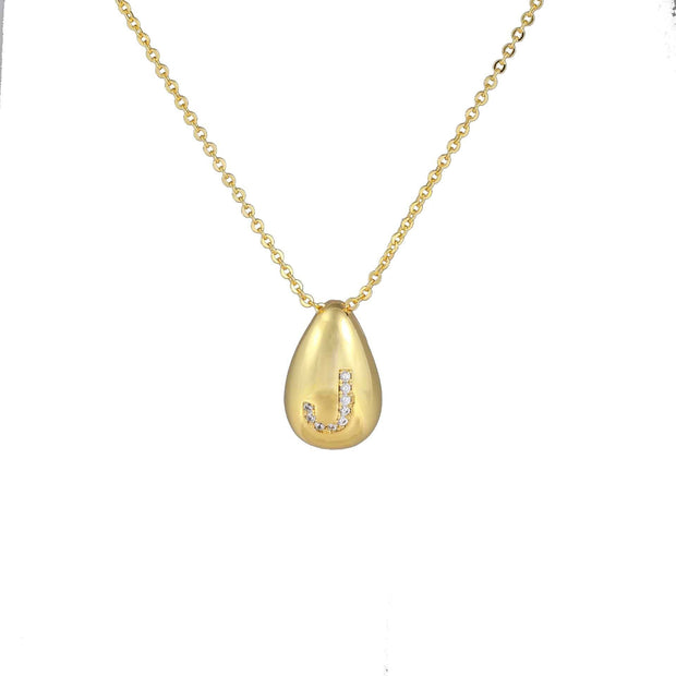 Glossy Water Drop 26 English Letter Pendant Copper-plated Gold Simple Pendant Female