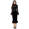 Autumn Dress Style Fashion Furry Waist Mesh Stitchin