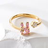 Copper Plating 18K Gold Zircon Rabbit Geometric Ring
