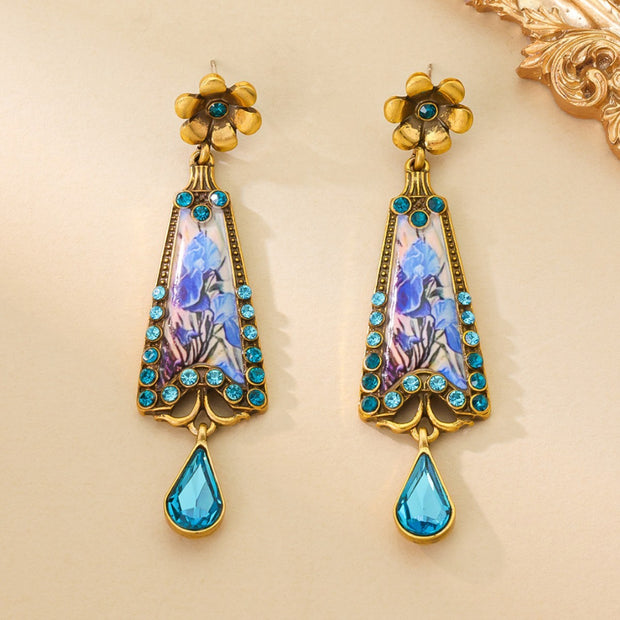 Enamel Painted Light Luxury Inlaid Zirconium Ethnic Earrings