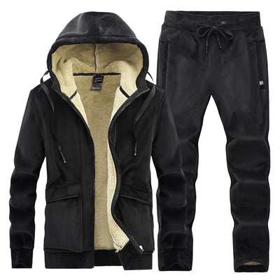 Middle-aged And Elderly Men's Fleece Thick Sports Suit