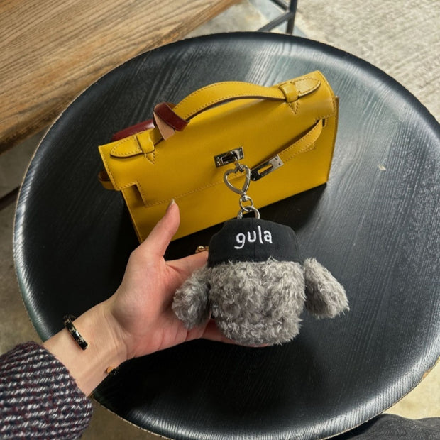 Gray Plush Doll Cute Cartoon Sunglasses Puppy Toy Bag Package Pendant