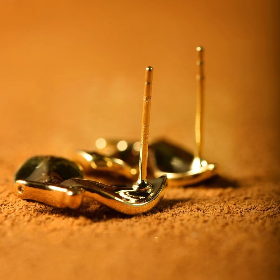 18K Golden Butterfly Ear Studs Yellow Leaf Ear Studs Personalized Minority