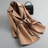 Western Style Contrast Color Mid-length Woolen Coat