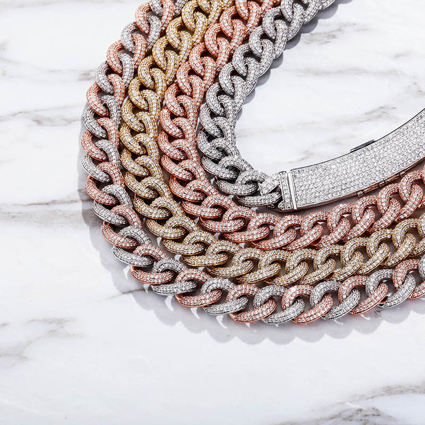 Big Box Jewelry Buckle Cuban Chain Full Zircon Hip Hop Men's Necklace