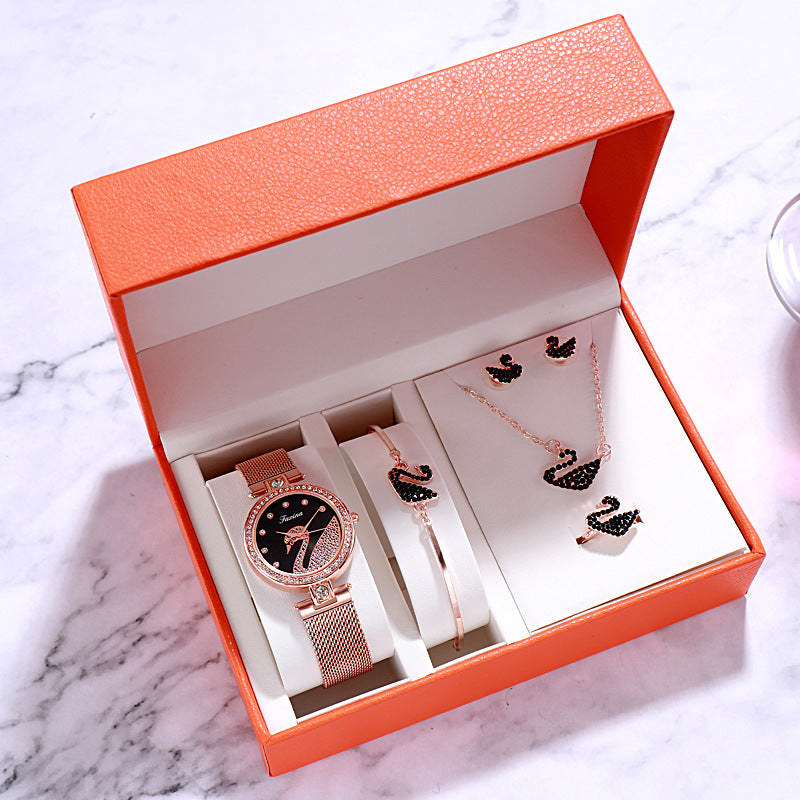 Fashion bracelet necklace ring ladies watch set
