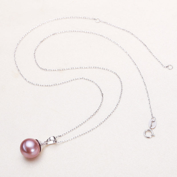 Single Silver Necklace Pearl Pendant