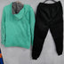 Love Heart Printed Sports Suit Hooded Sweatshirt Top And Drawstring Pants Fashion Casual Clothing For Women