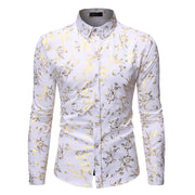 Men's Basic Style Bronzing Flower Shirt