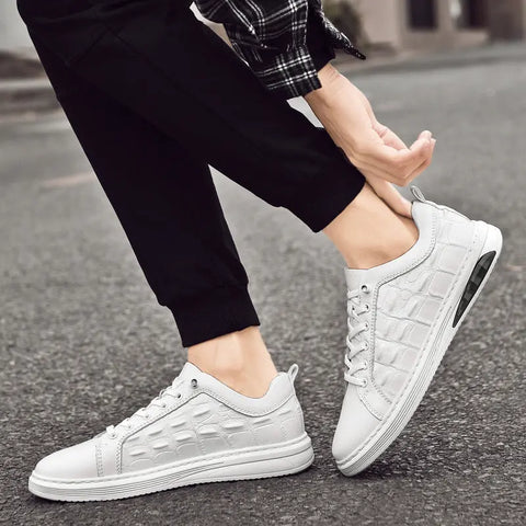 Leather Shoes Breathable Pattern Casual Sneakers Douson Odeh