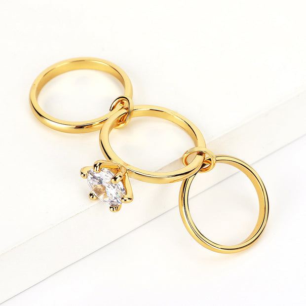 Diamond Ins Fashion Personality European And American Zircon Non-fading Ring