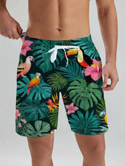 Hawaii Men's Beach Shorts Tropical Plant 3D Printing