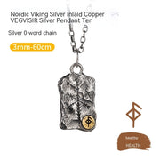 Viking Luen Letter Hammered Pendant Compass Silver Necklace