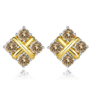 Korean Style S925 Pt950 Gold Plated Geometric Moissanite Stud Earrings