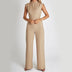 Fashion Elegant Long Sleeveless Jumpsuit Summer V-neck Casual Wide Leg Long Overalls Clothing For Women Douson Odeh