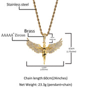 Female Versatile Retro Diamonds Angel Wings Necklace