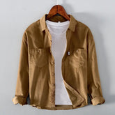 Men Pocket Casual Corduroy Long-sleeved Shirt Douson Odeh