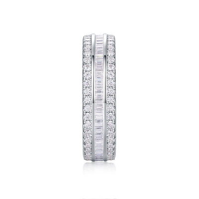 Square Diamond Arrangement, Double Array Diamonds, Luxury Fashion Moissanite Silver Ring