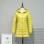 Autumn And Winter Lightweight Down Jacket Women's Mid-length Plus Size Hooded Slim Fit Oversized Coat