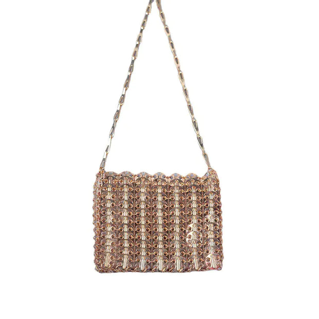 Designer Silver Sequin Woven Evening Clutch Bag for Women