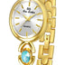 FANMIS Gold Watches for Women with Small Vintage Bracelet Elegant Jade Oval Dial Dress Watch Fashion Quartz Wrist Watch Waterproof Watch (A Gold Blue)