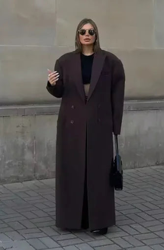 Chic Double-Breasted Wool-Feel Coat