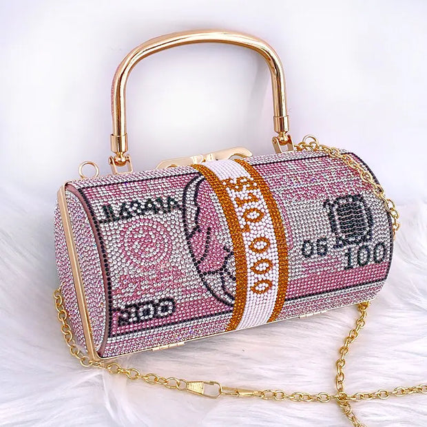 Luxury Crystal Dollar Design Evening Clutch Bags