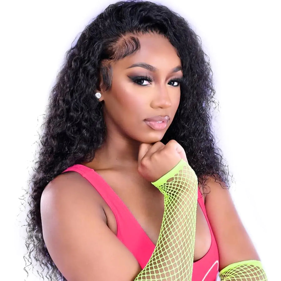 Realloves Deep Wave Lace Front Wigs Human Hair 13x4 HD Transparent Deep Curly Lace Front Wigs for Women Human Hair Pre Plucked with Baby Hair 180% Density Glueless Human Hair Wig (Deep Wave Wig 18in)