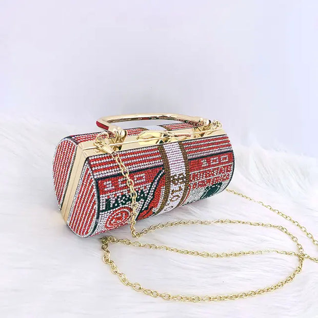 Luxury Crystal Dollar Design Evening Clutch Bags
