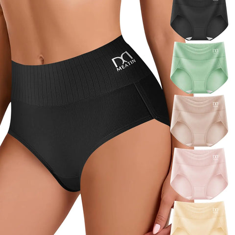 QUASTI Womens Underwear Cotton Super High Waisted Briefs Full Coverage Breathable Postpartum Panties 5 Pack(XXL) Multicolor