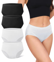 DAVID ARCHY Womens Underwear Bamboo Rayon Womens Briefs - Moisture Wicking Panties Soft & Breathable 4 Pack Black/White