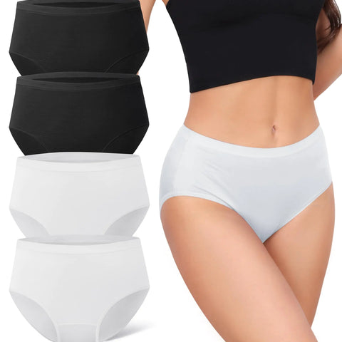 DAVID ARCHY Womens Underwear Bamboo Rayon Womens Briefs - Moisture Wicking Panties Soft & Breathable 4 Pack Black/White
